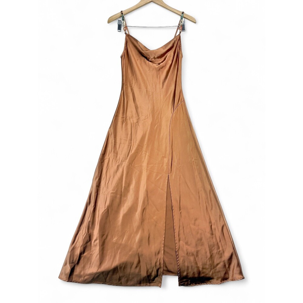 Jason Wu Brown Satin Cowl Neck Slip Gown Sz XS